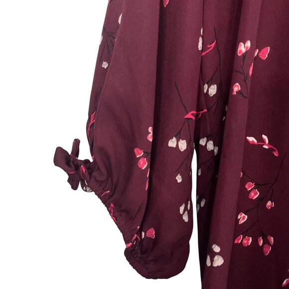 Papermoon Blouse Shirt Womens XXL Burgundy Floral Print - Picture 5 of 9